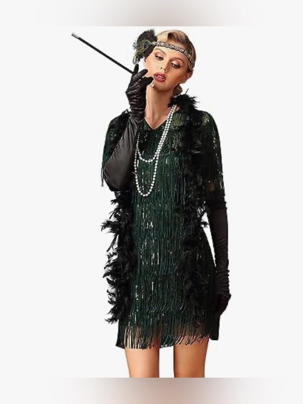 PrettyGuide Women's Flapper Dresses with Sleeves Tiered Long Fringed Sequin 1920